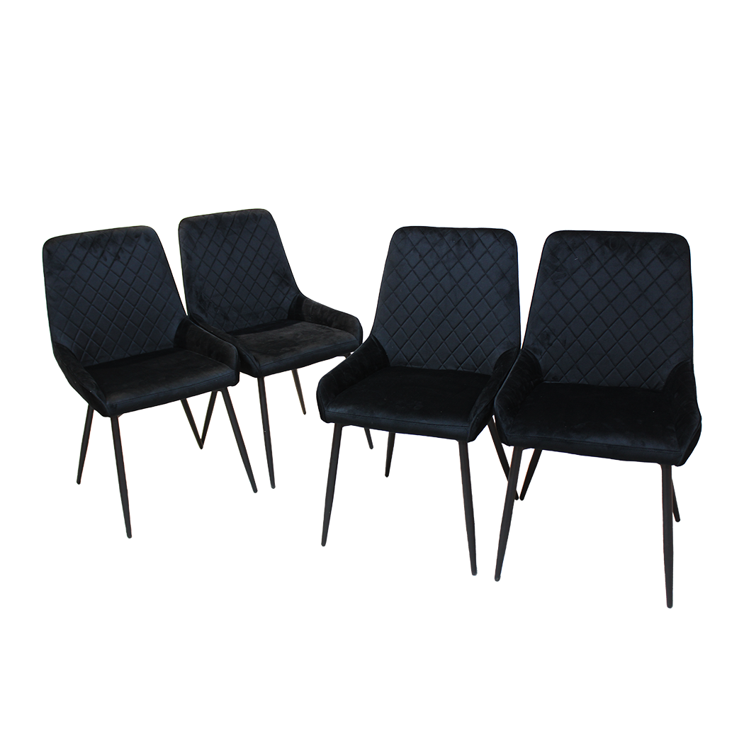 Dining Chairs x 4 Padded Seat Soft Velvet-1950769994606448648