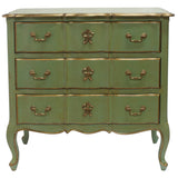 Marie Antoinette Gold accent Chest of Drawers French influence 90. Charming chest of drawers in traditional French colouring of mint green and antique - Front View