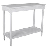 Polo Classic Console w/Shelf White 110, an attractive rattan shelf at the bottom for stacking magazines or displaying collections