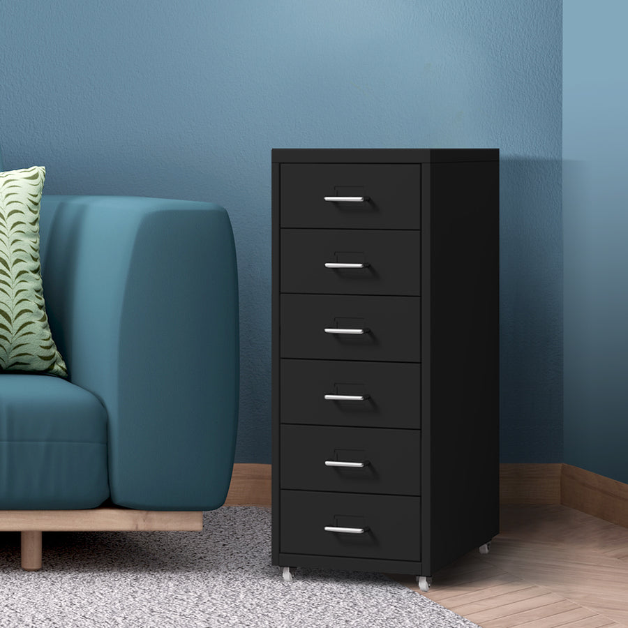 Levede 6 Drawer Office Cabinet Drawers Black-2006733172280266759