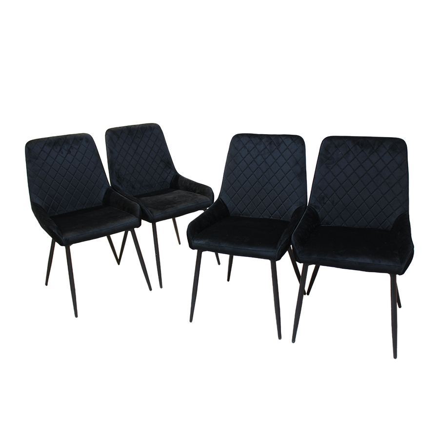 Dining Chairs x 4 Padded Seat Soft Velvet-2006732734030024712