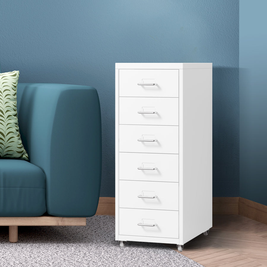 Levede 6 Drawer Office Cabinet Drawers White-2018816811138682887