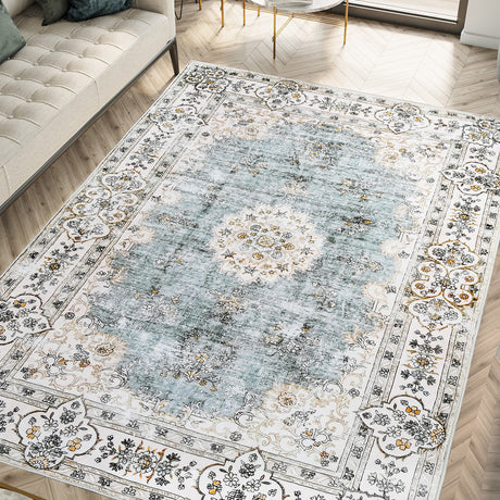 Marlow Floor Rug Short Pile Washable Vintage Carpet Soft Plush Non Slip 200x230-2018816822614298631