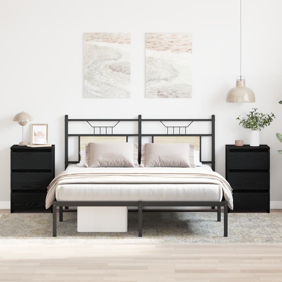 Bedside Cabinet 2 pcs Black Oak 40 x 35 x 62,5 cm
