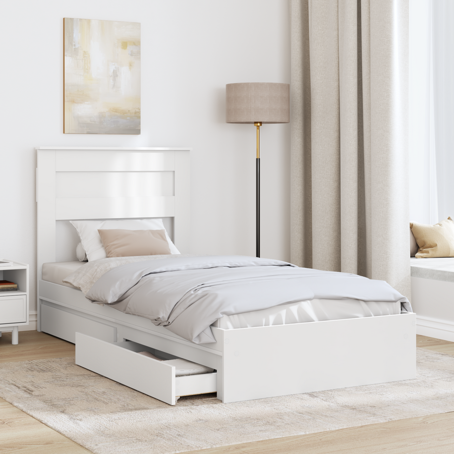 Storage Bed with Drawer White 90 x 190 cm Engineered Wood