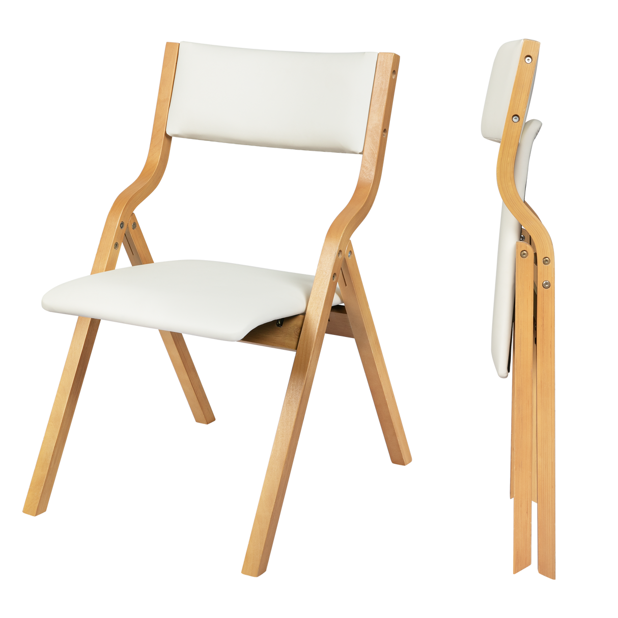 Levede 4x Dining Chairs Foldable PU Beige-2006732727788900360