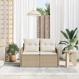 Garden Sofa with Cushion Beige 121 x 62 x 69cm Poly Rattan - Side View