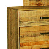 Dresser with 6 Storage Drawers in Solid Acacia With Mirror in Vintage Light Brown Colour - Side View