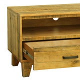 TV Cabinet with 3 Storage Drawers with Shelf in Wooden Entertainment Unit in Light Brown Colour - Top-Down View