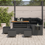 Garden Sofa Set with Cushion 10 pcs Black Poly Rattan - Side View