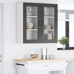 Wall Glass Cabinet PORTO 2 pcs Black Engineered Wood