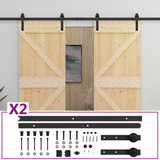 Sliding Door 2 pcs Natural and Black Solid Pine Wood