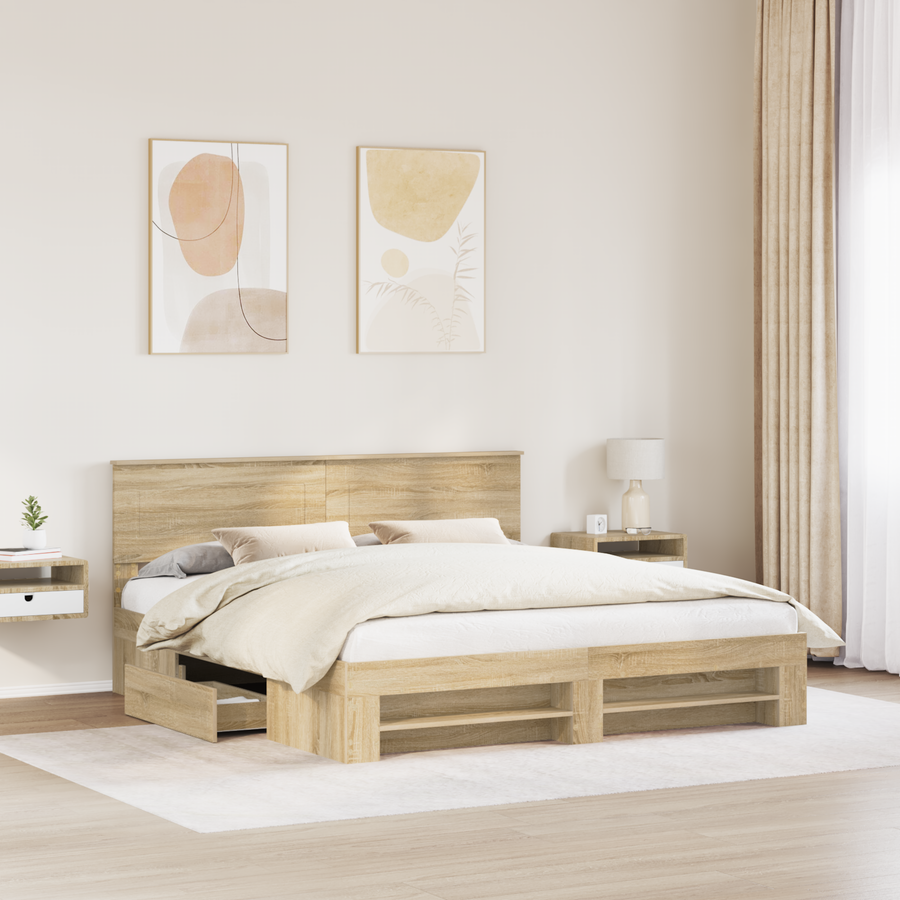 Bed Frame Sonoma Oak 180 x 200 cm Engineered Wood