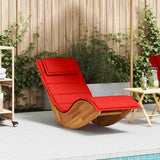 Rocking Sun Lounger with Cushion Solid Wood Acacia - Front View
