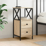 Bedside Cabinet Sonoma Oak 34x35.5x70 cm Engineered Wood - Front View