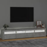 TV Cabinet with LED Lights Concrete Grey 210x35x40 cm - Side View