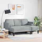 Sofa Set with Cushion 2 pcs Light Grey Polyester - Side View