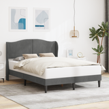 Bed Frame with Headboard Dark Grey 137 x 190 cm Velvet - Front View