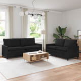 Sofa Set 2 pcs Black Velvet - Front View