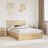 Bed Frame with Drawer Sonoma Oak 150 x 200 cm Engineered Wood - Front View