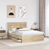 Bed Frame with Drawer Sonoma Oak 150 x 200 cm Engineered Wood - Side View