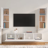 4 Piece TV Cabinet Set White Engineered Wood
