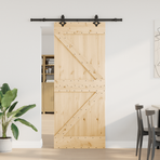 Sliding Door NARVIK Natural and Black 85 x 210 cm (152.5 cm)