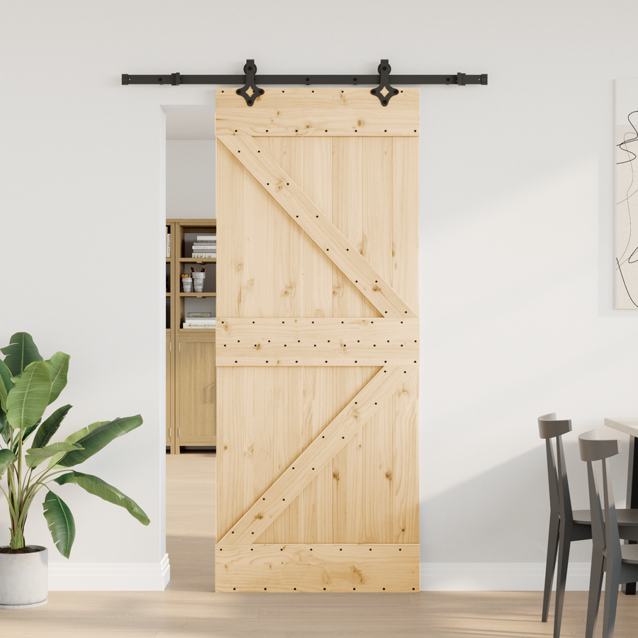 Sliding Door NARVIK Natural and Black 85 x 210 cm (152.5 cm)
