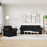Sofa Set 2 pcs Black 215 x 82 x 80 cm Fabric - Side View