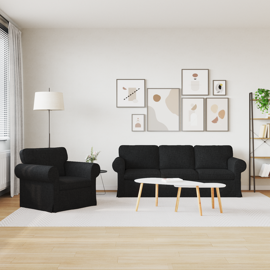 Sofa Set 2 pcs Black Fabric