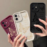 Shockproof Butterfly Case For iPhone 15 Pro Max Luxury Soft Silicone Phone Back Bumper Cover For iPhone 14 13 12 16 Pro Max 11 - Rear View