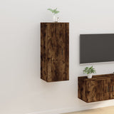 Wall Mounted TV Cabinet Smoked Oak 40x34.5x100 cm - Front View