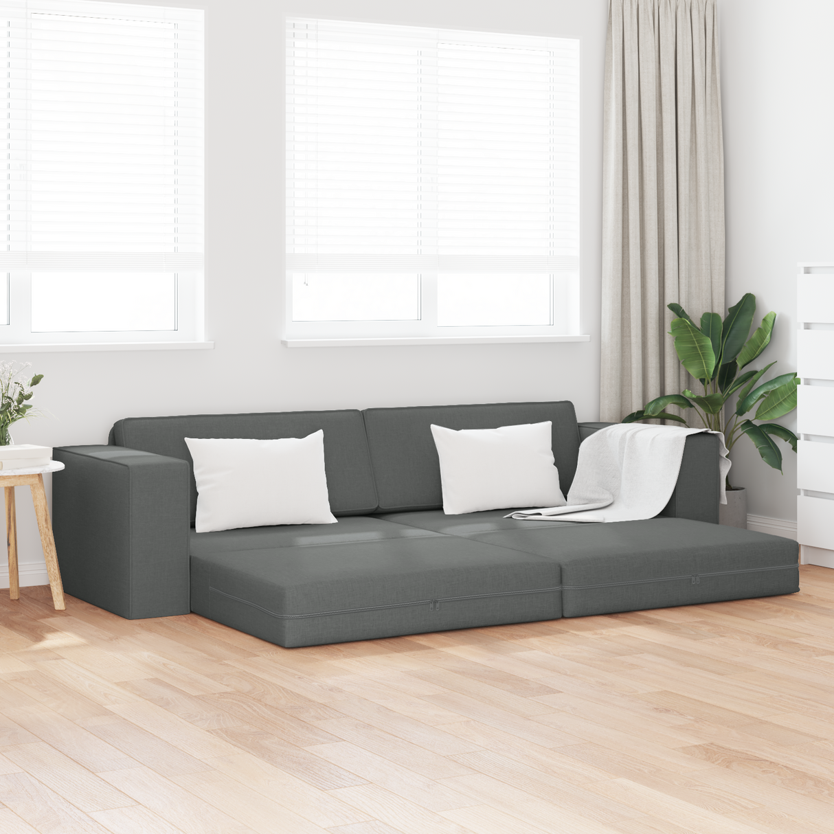 Sofa Bed Dark Grey 245 x 78 x 77 cm Fabric