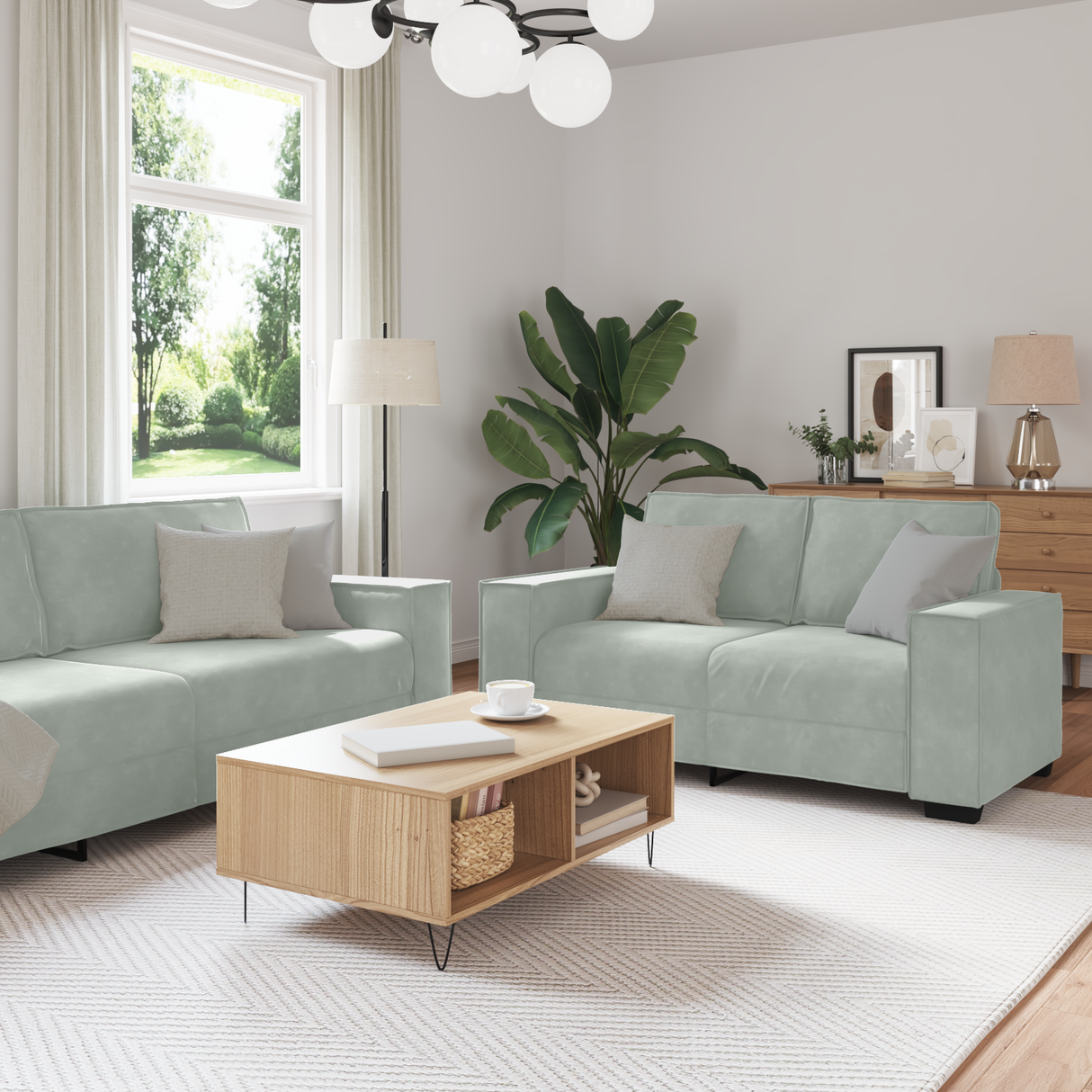 Sofa 3 pcs Light Grey 220 x 80 x 84 cm Linen-blend fabric