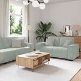 Sofa 3 pcs Light Grey 220 x 80 x 84 cm Linen-blend fabric - Front View