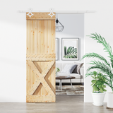 Sliding Door Natural and White 70 x 210 cm Solid Pine Wood