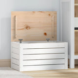 Storage Box White 59.5x36.5x33 cm Solid Wood Pine - Front View