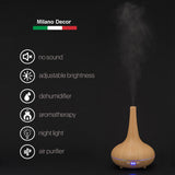 Milano Decor Ultrasonic Aroma Diffuser - Light Wood Grain - Side View