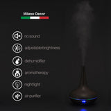 Milano Decor Ultrasonic Aroma Diffuser - Dark Wood Grain Color - Side View