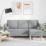 Sofa Set with Cushion Light Grey Polyester - Front View