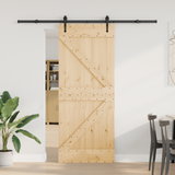 Sliding Door NARVIK Natural and Black 85 x 210 cm (213.5 cm)