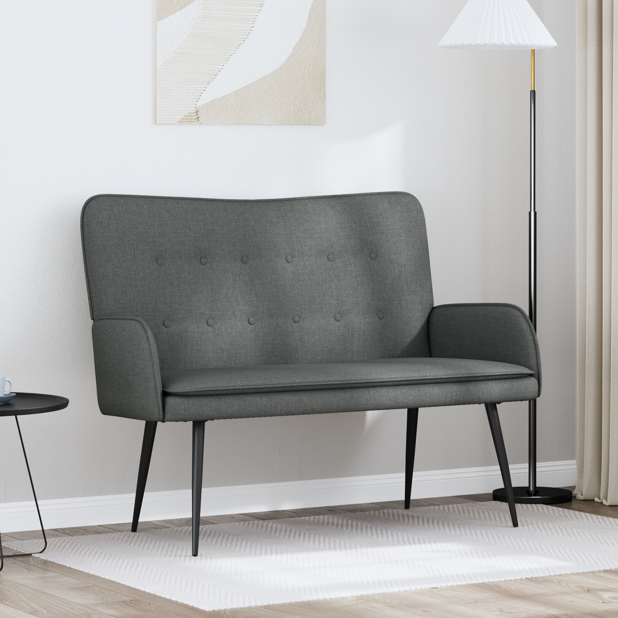 2-Seater Sofa Dark Grey 115 x 61 x 87 cm Fabric