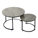 Levede Round Nesting Table Coffee Table Wood Side Table-2006732776656736264