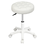Levede 2x Rolling Bar Stool Swivel Salon SPA Chair Beige - Low Angle