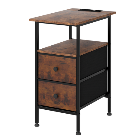 Levede Bedside Table Side Table 2 Drawers Cabinet Brown-2011971114674294792