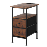 Levede Bedside Table Side Table 2 Drawers Cabinet Brown - Low Angle