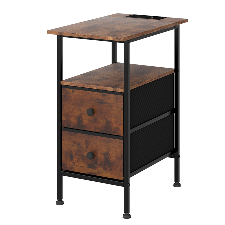 Levede Bedside Table Side Table 2 Drawers Cabinet Brown-2011971114674294792