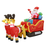 Santaco LED Inflatable Santa Sleigh Reindeer 2.2M - Close-Up Angle