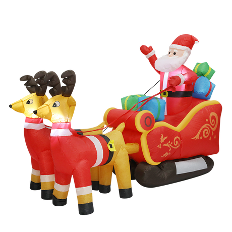 Santaco LED Inflatable Santa Sleigh Reindeer 2.2M-1952534169376657416