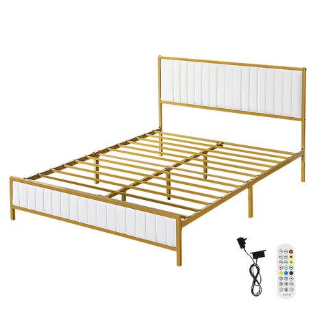 Levede Metal Bed Frame Under Bed Storage Double Beige-2006732901978345480